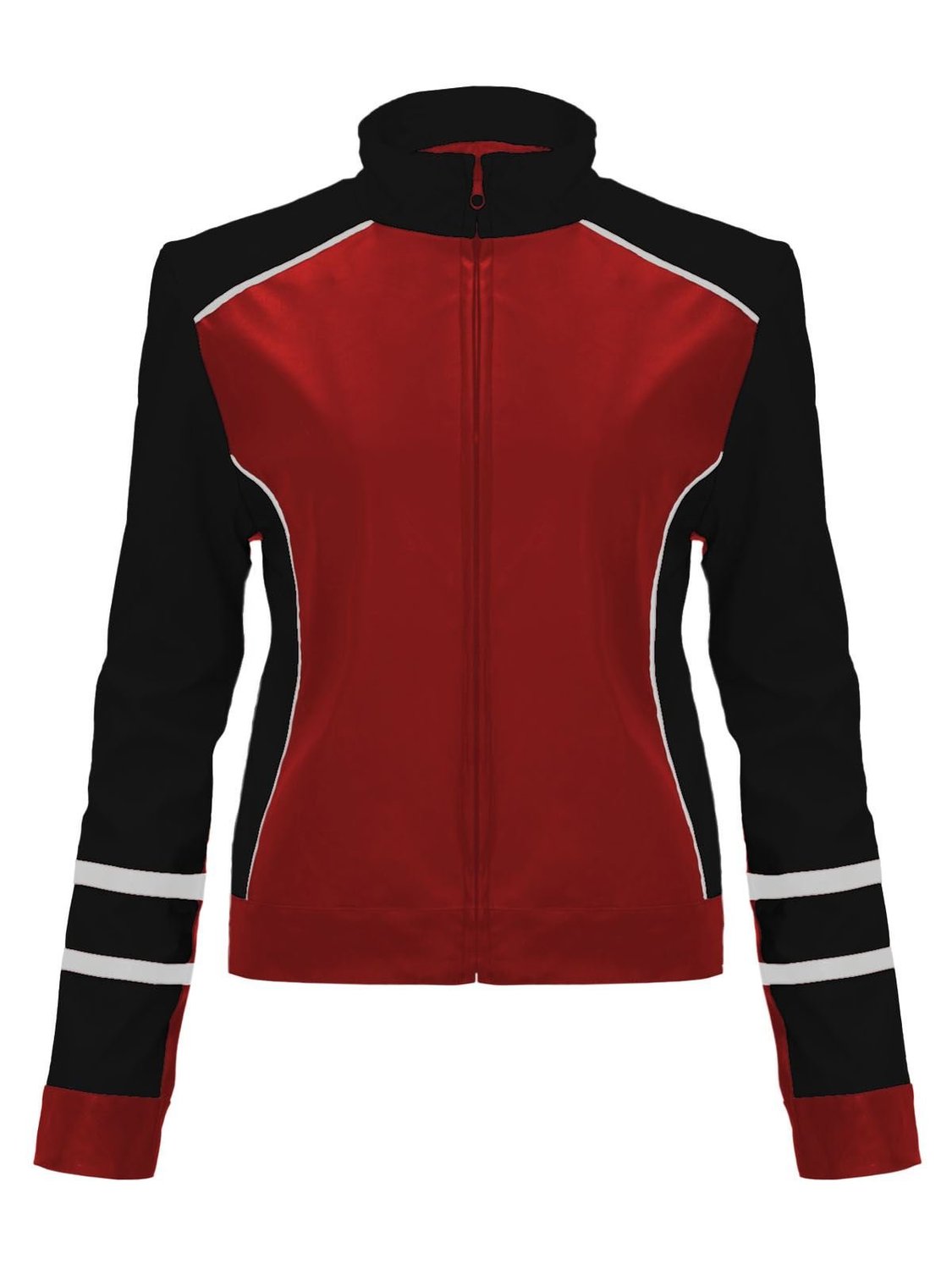 Chaos Theory Women's Crop Faux Leather Stripe Biker Jacket Pvc Pu Zip Coat